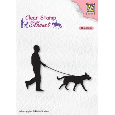 Nellie's Choice Clear Stamp - Silhouette Men-Things Man With Dog